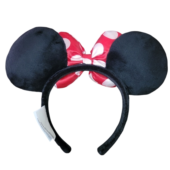 Disney Minnie Mouse Ears Headband - Red and Black w/ Red/White Polka Dot Bow - Picture 2 of 5